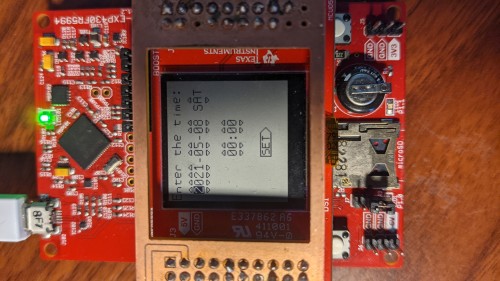 A simple menu for setting a calendar on a small LCD screen, which needs serious design work
